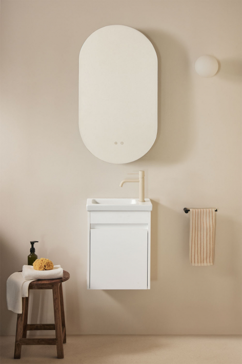 Suspended wooden bathroom furniture set with integrated sink Narek - White