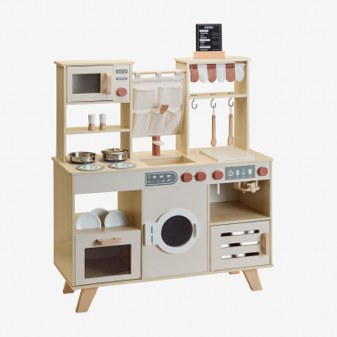 Nannar Kids Wooden Play Kitchen Brown Natural Wood - Sklum