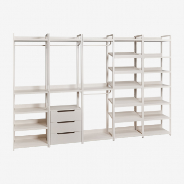 Velunis 5-piece Open Modular Iron Wardrobe Gardenia White - Sklum