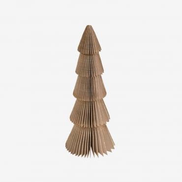 Pack Of 2 Jesper Paper Christmas Trees Beige Linen With Gold Trim & ↑15 Cm - Sklum