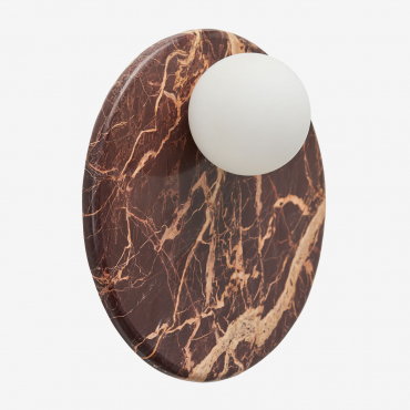Wall Sconce Ø30 Cm In Marble With Conrad Crystal Ball Red Marble Cherry Gold - Sklum