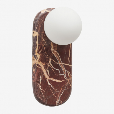 Hailey Marble Wall Sconce With Crystal Ball Red Marble Cherry Gold - Sklum