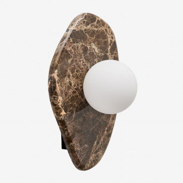 Conklin Marble Wall Sconce With Crystal Ball Brown Marble Emperador - Sklum
