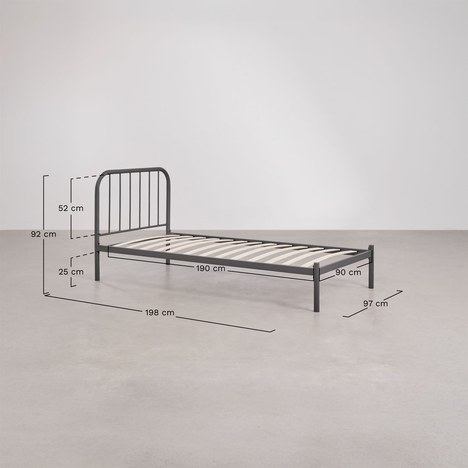 Asteri iron bed, MEASURES