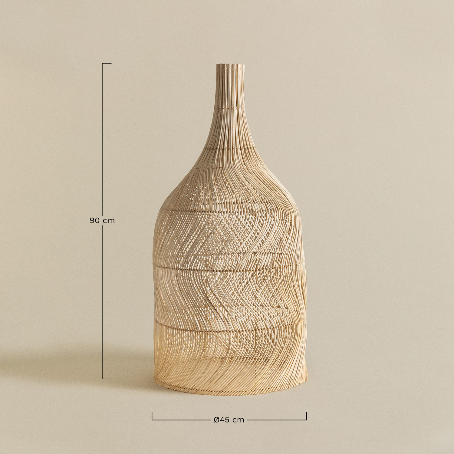 Embid rattan lamp shade, MEASURES