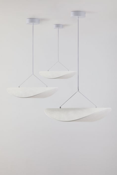 Set of 3 LED hanging ceiling lamps in Zelvon fabric