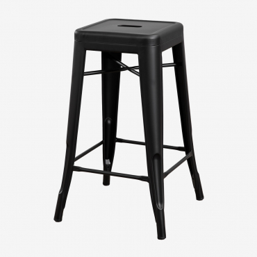 Pack Of 4 Stackable High Stools In Lix Steel Matt Black & ↑65 Cm - Sklum
