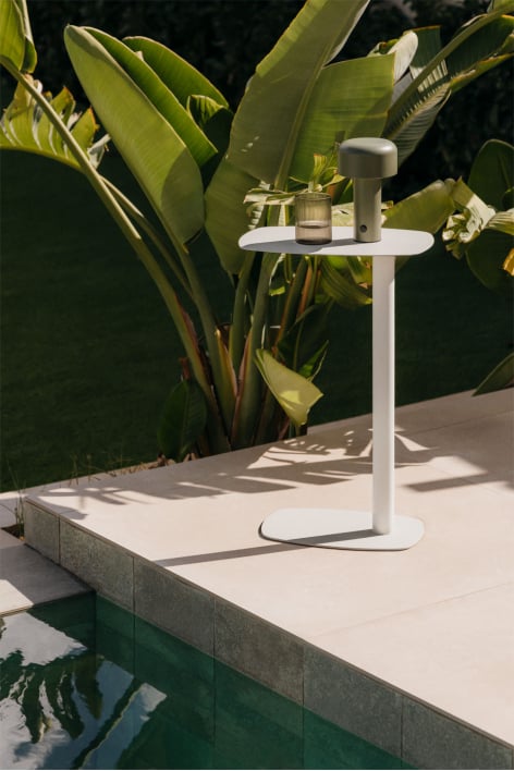 Rectangular 40x25 cm Odelia steel garden side table - Gardenia White