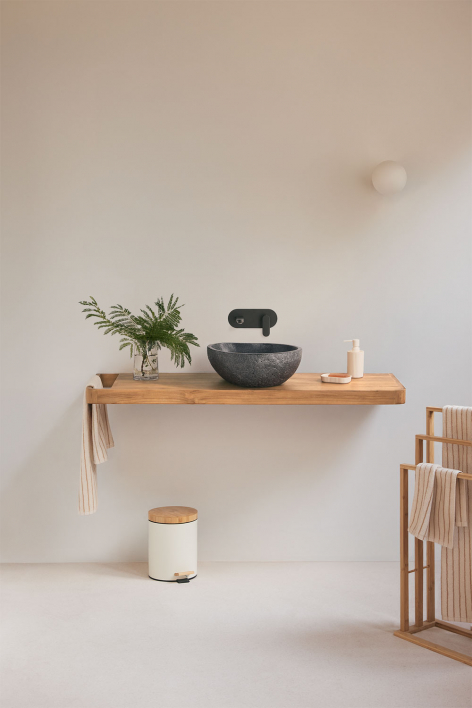 Suspended bathroom furniture set 130x45 cm in teak wood Neill - teak wood