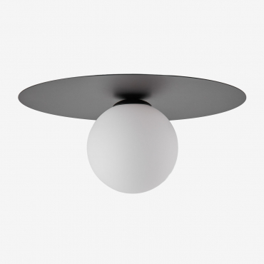 Anine Iron And Glass Ceiling Lamp Black & Ø30 Cm - Sklum