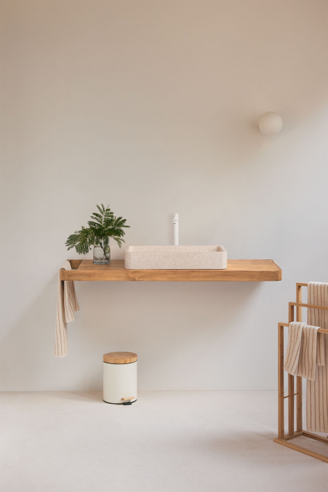Suspended bathroom furniture set 130x45 cm in teak wood Neill - teak wood