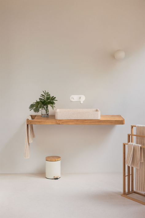 Suspended bathroom furniture set 130x45 cm in teak wood Neill - teak wood
