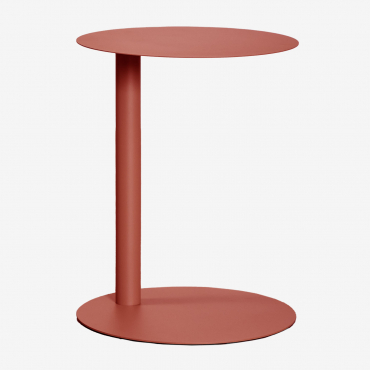 Yannik Round Ø40 Cm Steel Garden Side Table Terracota - Sklum