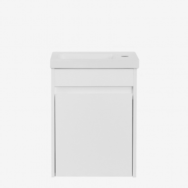 Narek Wooden Bathroom Furniture Set With Integrated Sink White & Mirrorless & Without Tap & ↔︎ 40 Cm - Sklum