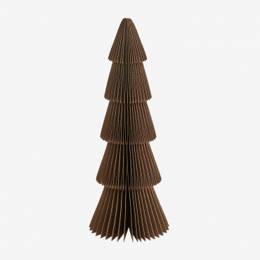 Pack Of 3 Jesper Paper Christmas Trees Caramel Brown With Gold Trim & ↑22.5 Cm - Sklum