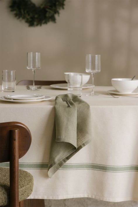 170x250 cm tablecloth in Neviveta cotton - Green Kale