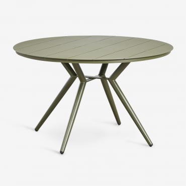 Valerie Round Aluminum Garden Table Deep Olive Green & Ø125 Cm - Sklum