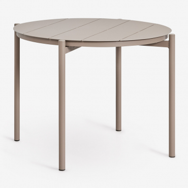 Round Dining Table Ø110 Cm In Aluminum Elton Moka Brown - Sklum