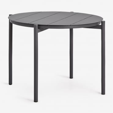 Round Dining Table Ø110 Cm In Aluminum Elton Grey Graphite - Sklum