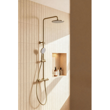 Orveta Brass Thermostatic Shower Column Golden - Sklum