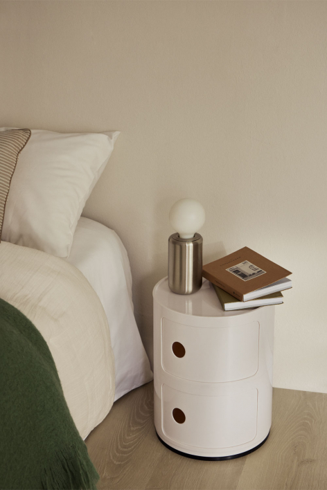 Round bedside table Ø30 cm with shelves Babel - Tapioca Beige