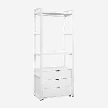 Open Wardrobe With Steel And Mdf Drawers Ariaster White - Sklum