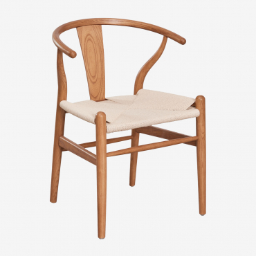 Pack Of 4 Dining Chairs In Elm Wood Uish Edition Brown Ash - Sklum