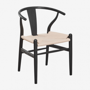 Pack Of 4 Dining Chairs In Elm Wood Uish Edition Plain Black - Sklum