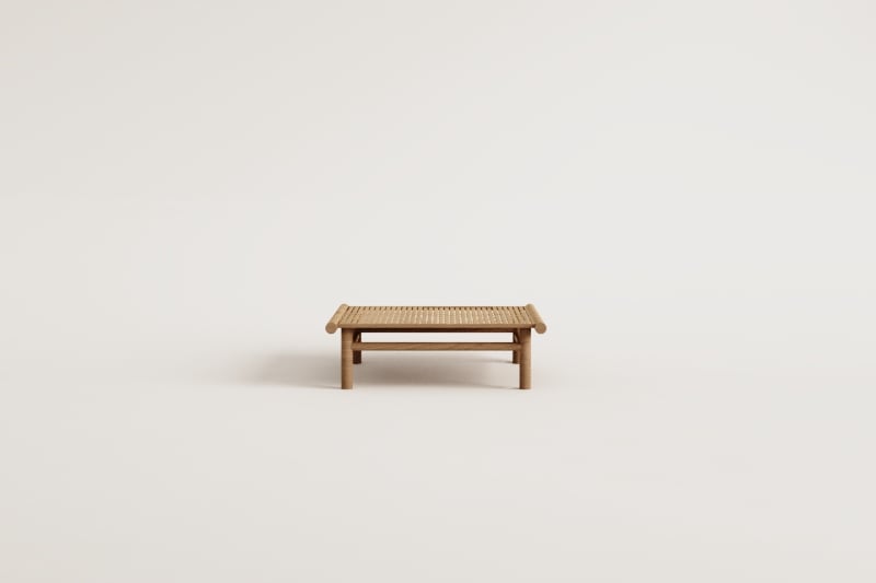 Square garden coffee table 75x75 cm in Isendra bamboo