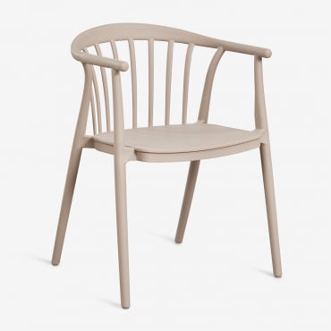 Pack Of 2 Stackable Garden Chairs With Armrests In Polypropylene Ivor Moka Brown - Sklum