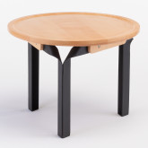 Side Table in Ash Wood and Steel Ø68 cm Almuh, thumbnail image 2