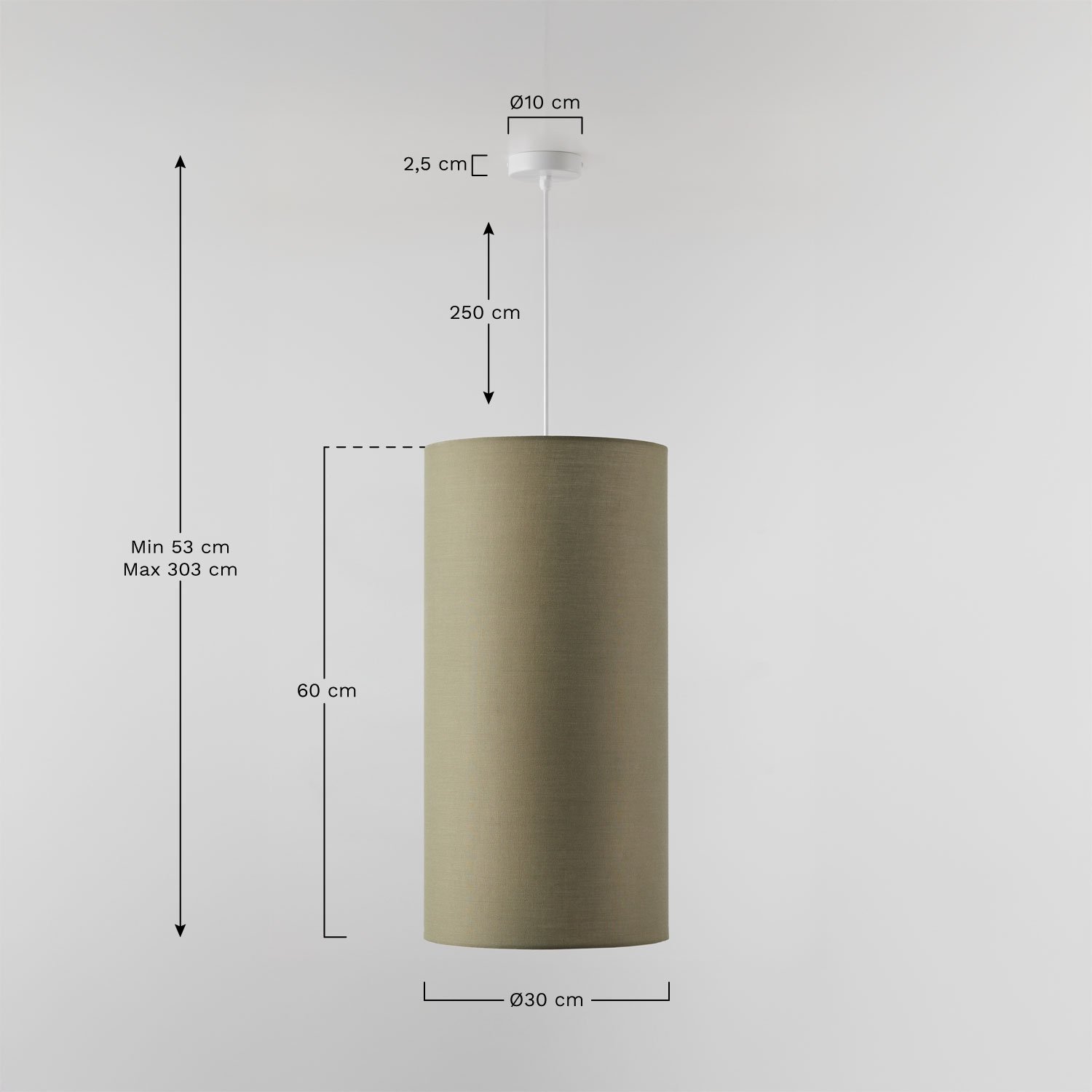 Arlina fabric pendant ceiling lamp, MEASURES