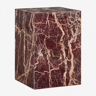 Pack Of 2 Bedside Tables 35x35 Cm In Natural Aluret Stone Red Marble Cherry Gold - Sklum