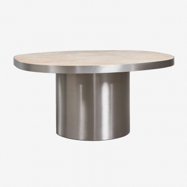Fertrix Travertine And Stainless Steel Coffee Table Travertine - Sklum