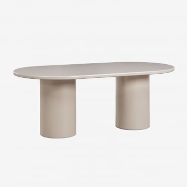 Oval Dining Table 200x100 Cm In Mdf Rodeo Tapioca Beige - Sklum