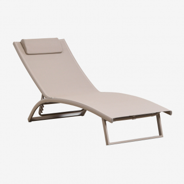 Reclining Aluminum Sun Lounger With Dulem Cushion Moka Brown - Sklum