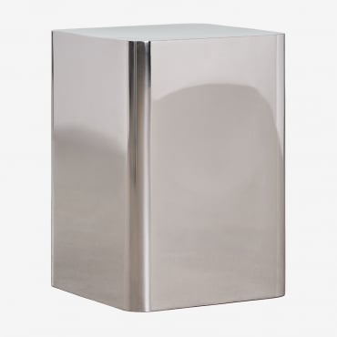 Loraq Square Stainless Steel Nightstand Grey Steel & 35 X 35 Cm - Sklum