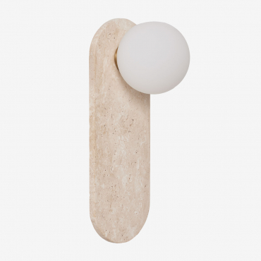 Davise Travertine Wall Lamp With Glass Globe Travertine - Sklum
