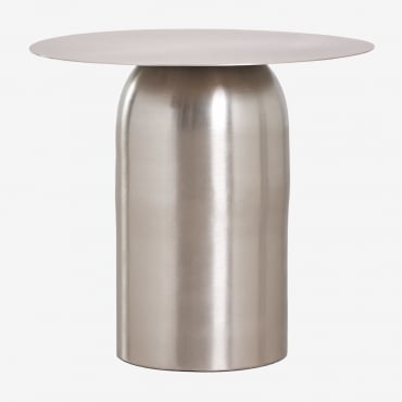 Pack Of 2 Round Bedside Tables Ø40 Cm Alliser Grey Steel & Steel Grey - Sklum