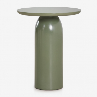 Layana Round Side Table Ø45 Cm In Cement Bright Deep Olive Green - Sklum
