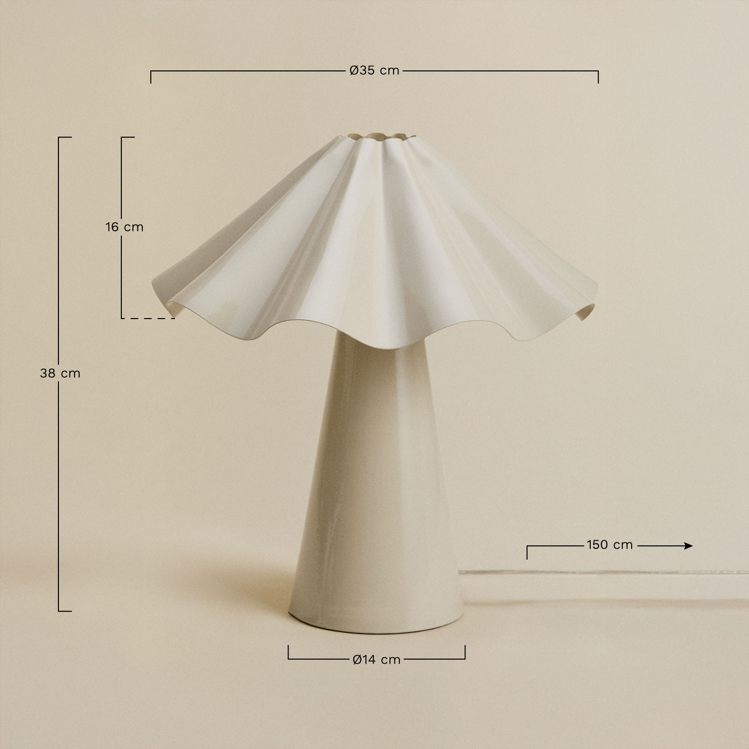 Veyora iron table lamp ↑40 cm, MEASURES