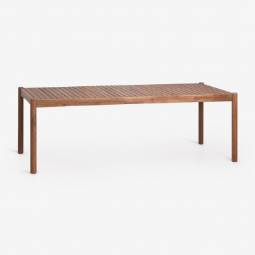 Rectangular Garden Table In Acacia Wood Karvia Acacia Brown & 220 X 100 Cm - Sklum