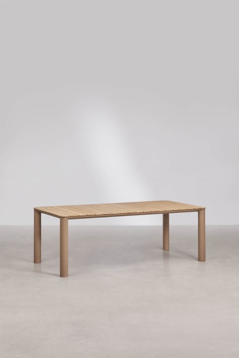 Rectangular garden table in aluminum and teak wood Sirka - Moka Brown