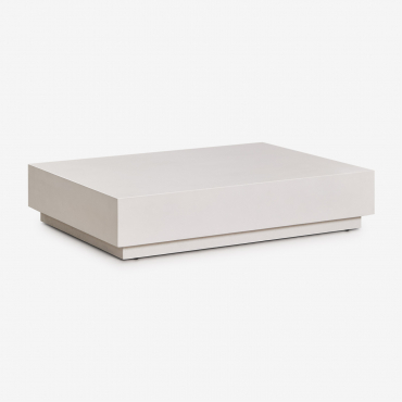 Rectangular 120x90 Cm Manir Cement Garden Coffee Table White - Sklum