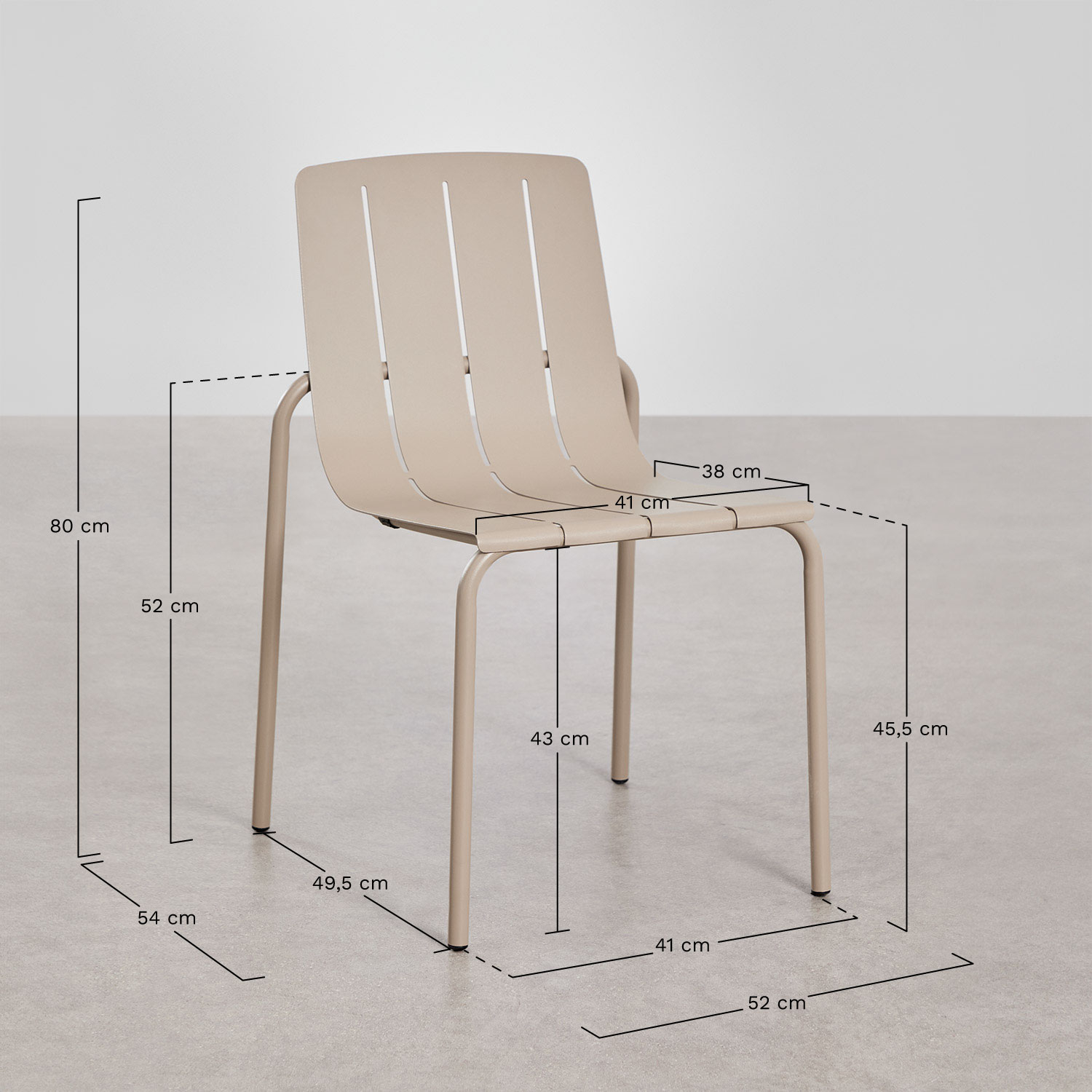 Pack of 2 stackable garden chairs in Isoria steel, MEASURES