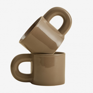 Pack Of 2 Coffee Cups In New Bone China 30 Cl Rylvane Moka Brown - Sklum