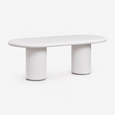 Oval Garden Table 220x100 Cm In Namara Cement White - Sklum