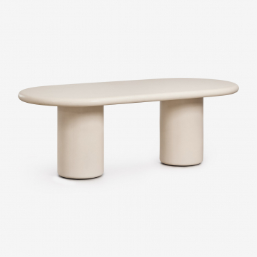 Oval Garden Table 220x100 Cm In Namara Cement Tapioca Beige - Sklum