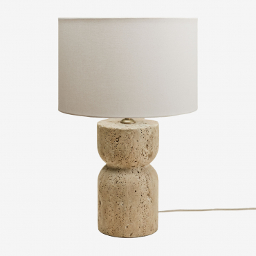 Diniz Table Lamp Travertine & ↑25 Cm & White Ø30 Cm - ↑20 Cm Arlina - Sklum