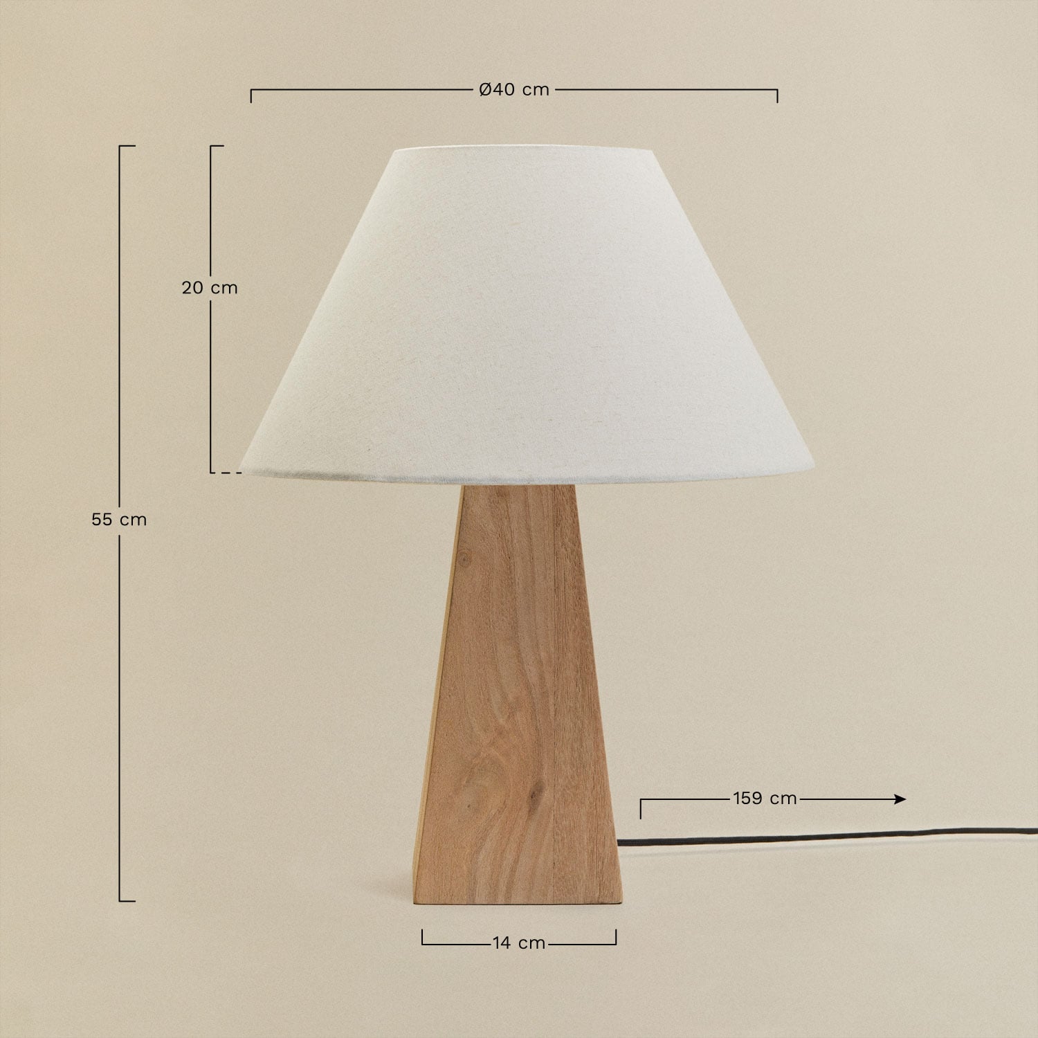 Table lamp in Taraua mango wood, MEASURES